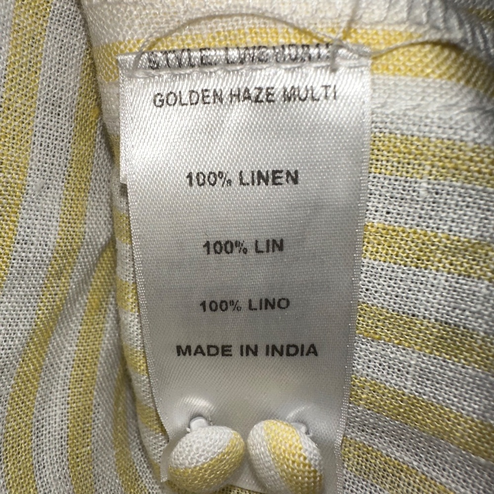 FRAME yellow/white stripe linen top, S, GD1215 - Picture 7 of 7